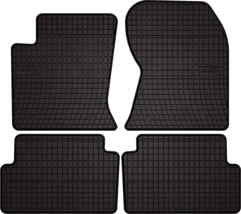 Tappetini auto in gomma adatto per Ford Focus MK1 (przed liftem) (1998-2001, hatchback, berlina, station wagon) neri, set 4 pz, con fissaggi