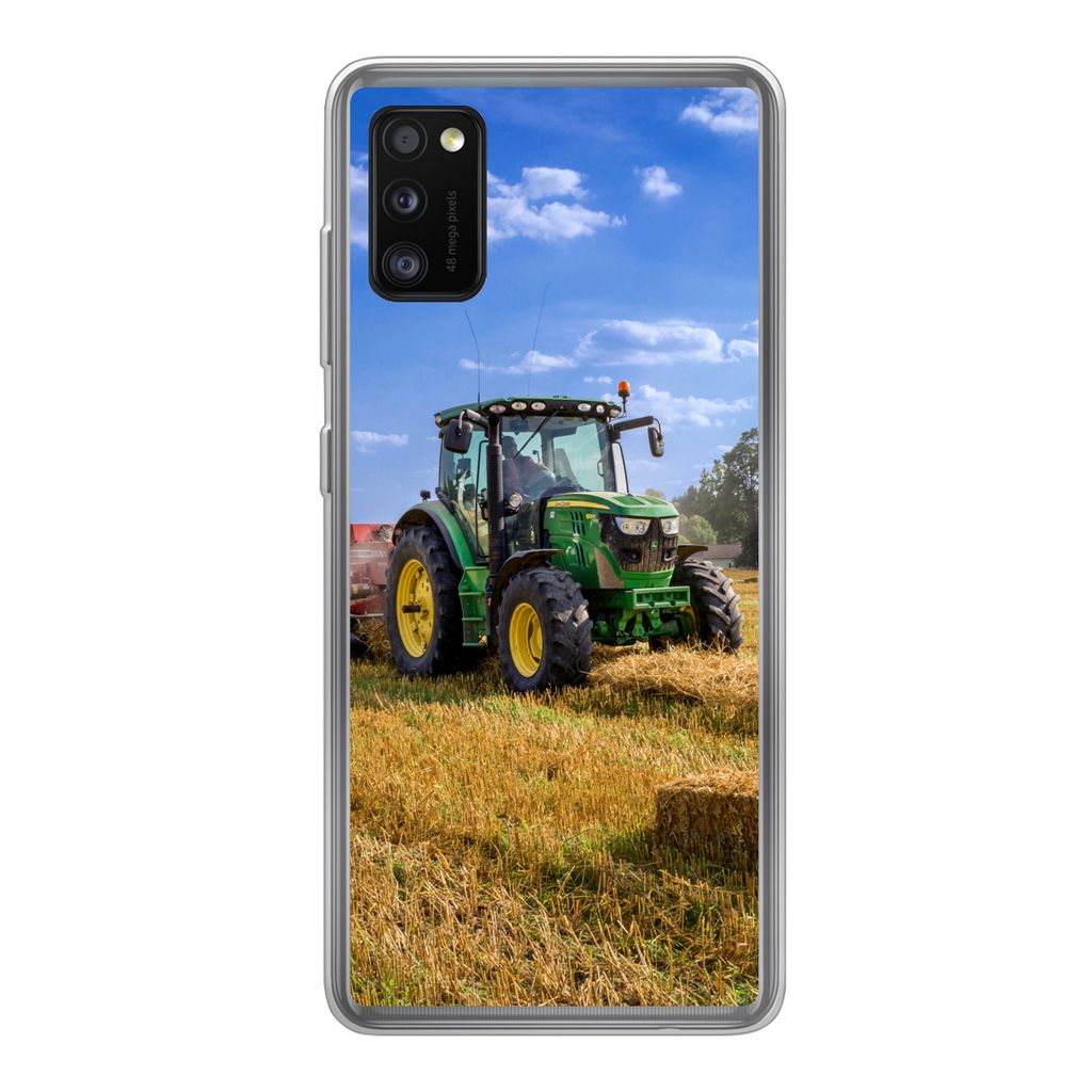 MuchoWow Handyhülle Schutzhülle Hülle für Samsung Galaxy A41 Traktor - Bauernhof - Heu - Feld - Sonne - Landleben Silikon Softcase Handy Hül...