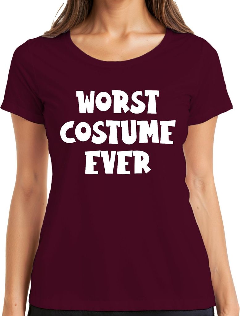 WORST COSTUME EVER Halloween Kostüm Spruch Lustig Karneval Humor Damen T-Shirt, Burgundy, 3XL