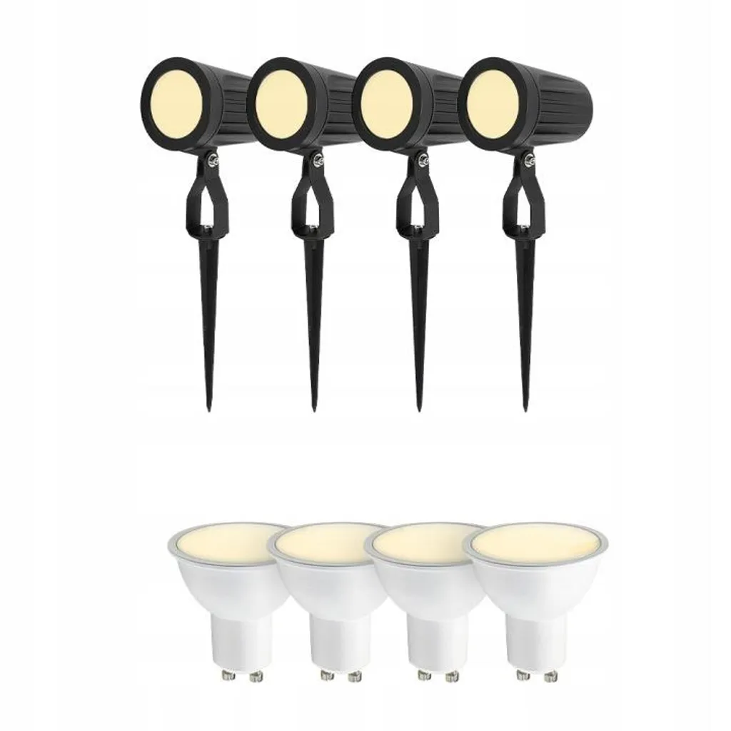 Spot de Jardin Anti-Corrosion Aluminium IP65 Pack de 4 avec LED GU10