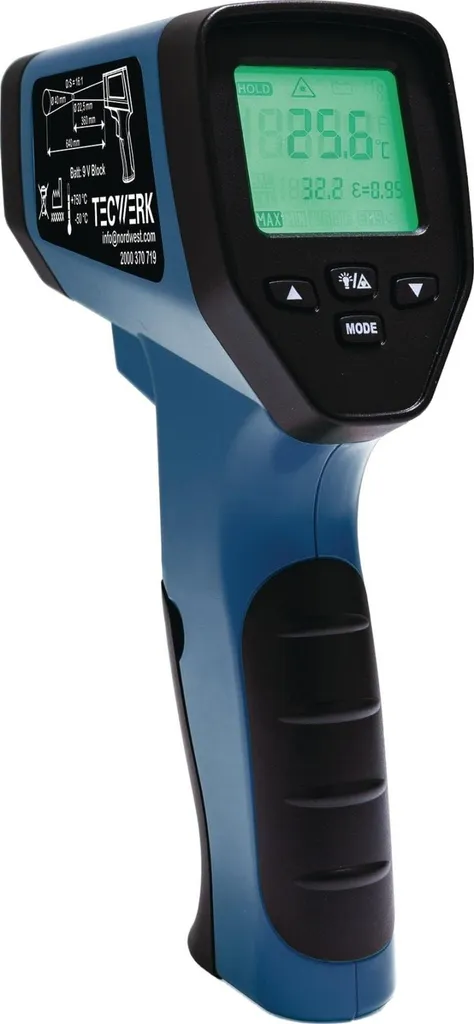 Thermomètre infrarouge laser pour cuisine, mécanique et industrie 750°C