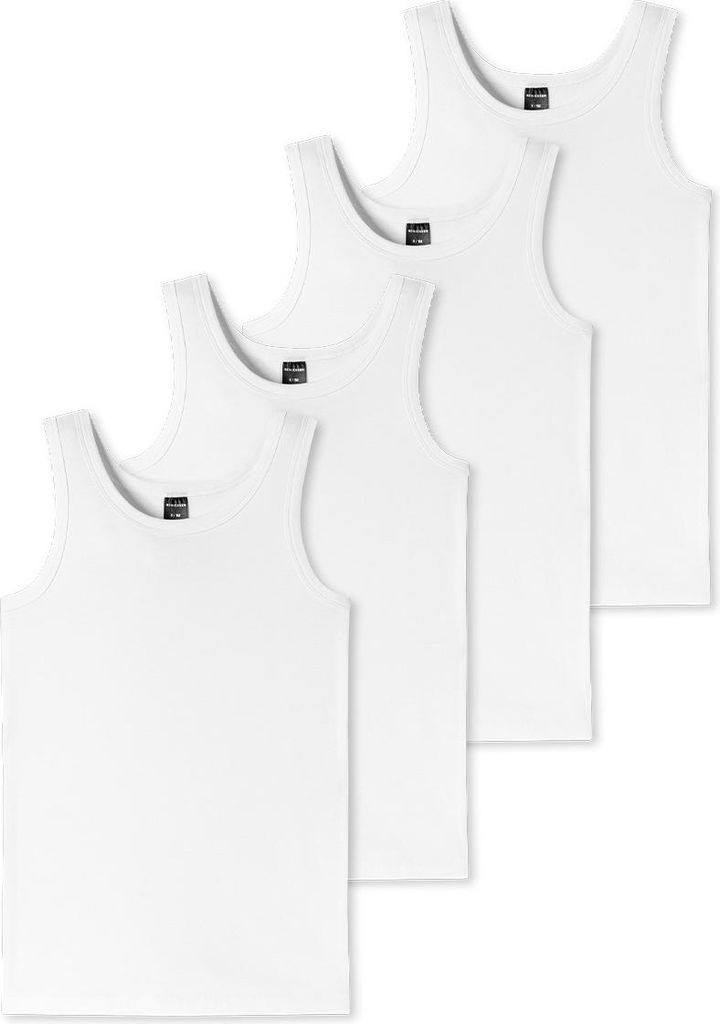 Schiesser 4er Pack Teens Boys 95/5 Organic Baumwolle Unterhemd / Tanktop Runder Halsausschnitt, Arm- und Halsausschnitt mit Einfass, Breite Träger...
