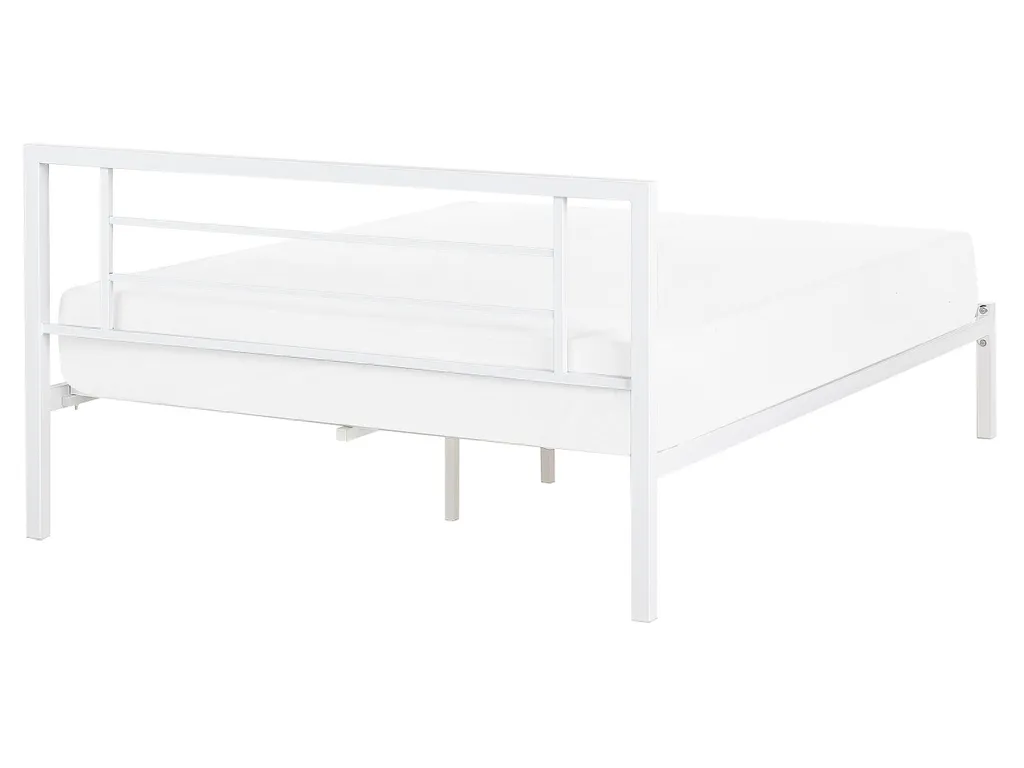 Grand lit double 160x200 cm en métal blanc style minimaliste