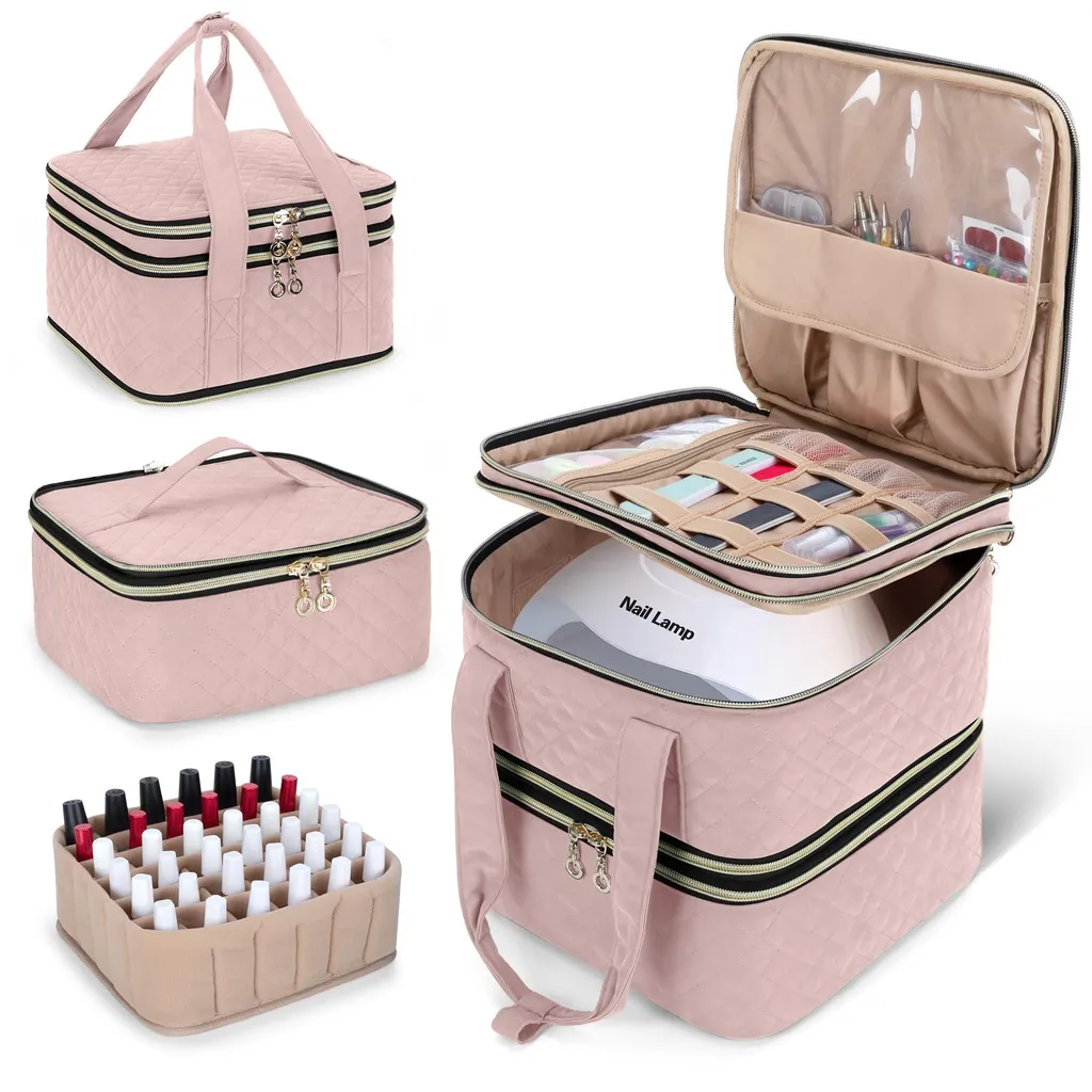 Organiseur de Vernis à Ongles et Matériel Manucure Grande Capacité Rose