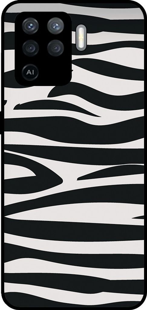 Smartphonica Phone Case Passend für Oppo A94 4G / Reno5 Lite mit Zebradruck - TPU Rückseite Abdeckung Fall Zebra Design - Schwarz Weiß