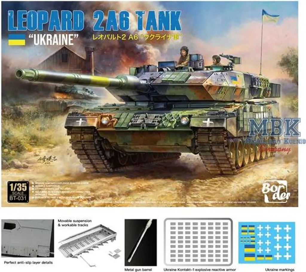 Frontier Model BT-031 Leopard 2 A6 Ukraine Char Militaire Détail