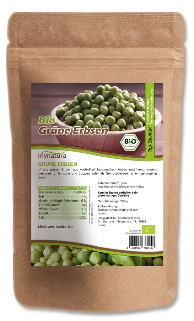 Mynatura Grüne Erbsen - ab 1000g - 3 Beutel