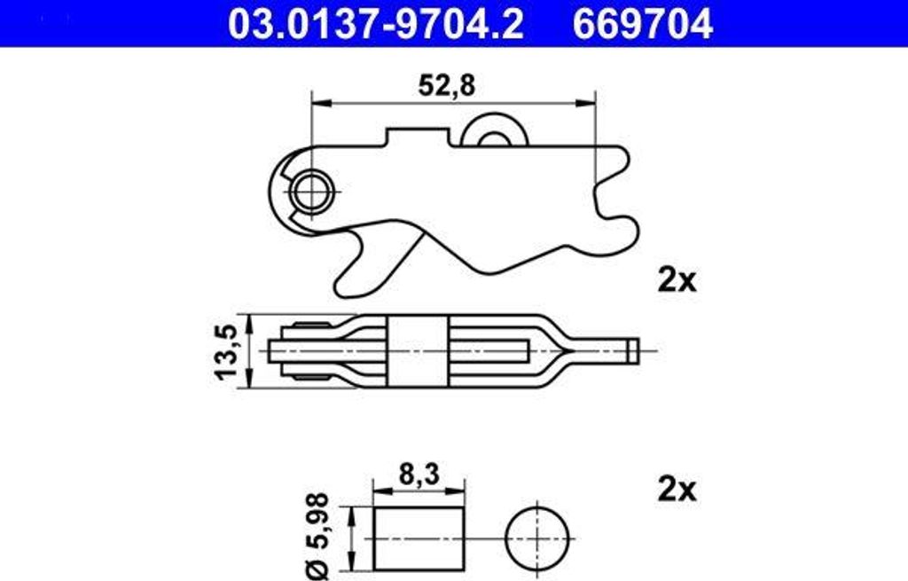 ATE 03.0137-9704.2 Zubehörsatz, Feststellbremsbacken OE 2014200589 kompatibel mit A-Klasse, B-Klasse, C-Klasse, CLC-Klasse, CLK, CLS, E-Klasse, V-...