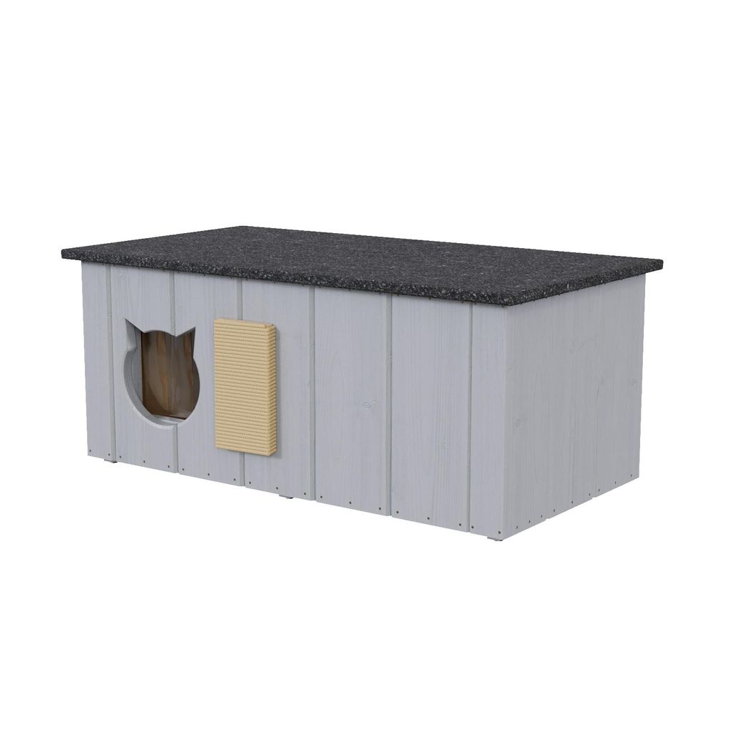 QLS Casetta per gatti in legno 86x47x37cm con anticamera Immagine del prodotto 