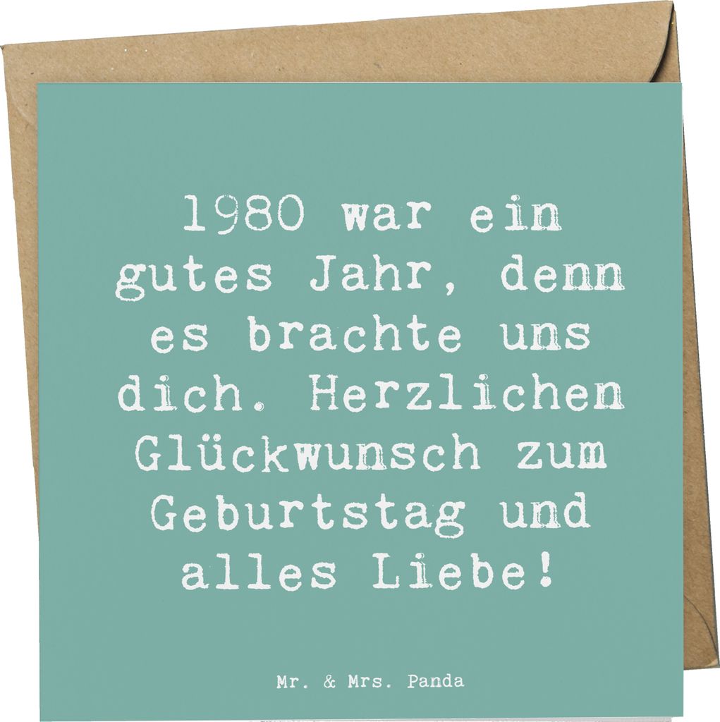 Mr. & Mrs. Panda Klappkarte Spruch 1980 Geburtstag - Meeresbrise - Geschenk, anlasskarte, faltkarte, nostalgischer, war ein gutes Jahr, Geburtstags...