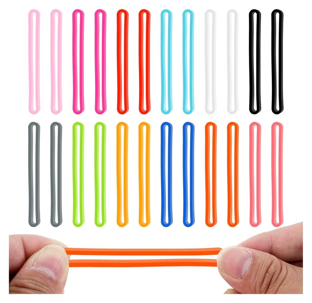 24 Stück breite Gummibänder, Silikon Gummibänder für Haushalt, große Gummis für Mülleimer, bunte wiederverwendbare Bänder für Büro und Zu...