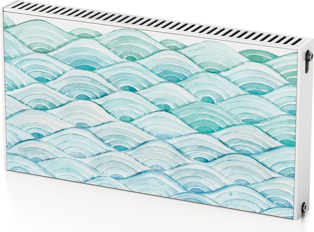 Gemalte Wellen – Magnetische Heizkörperabdeckung – 110x60 cm – Magnet Heizkörperabdeckung – 3D Würfel – Heizkörperverkleidung – Mag...