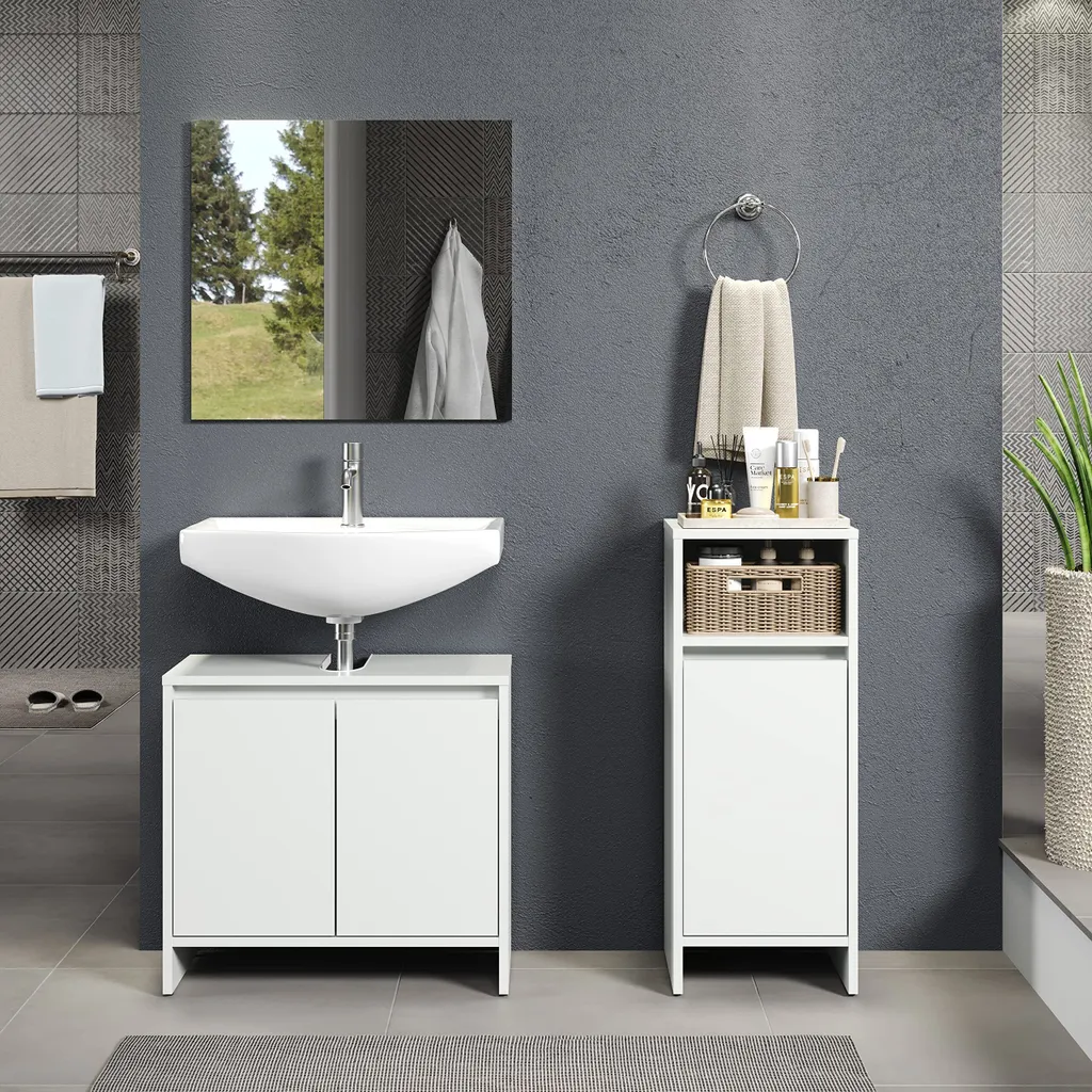 Aménagement Salle d'Eau Complet Rootz Basic Blanc pour Petit Espace