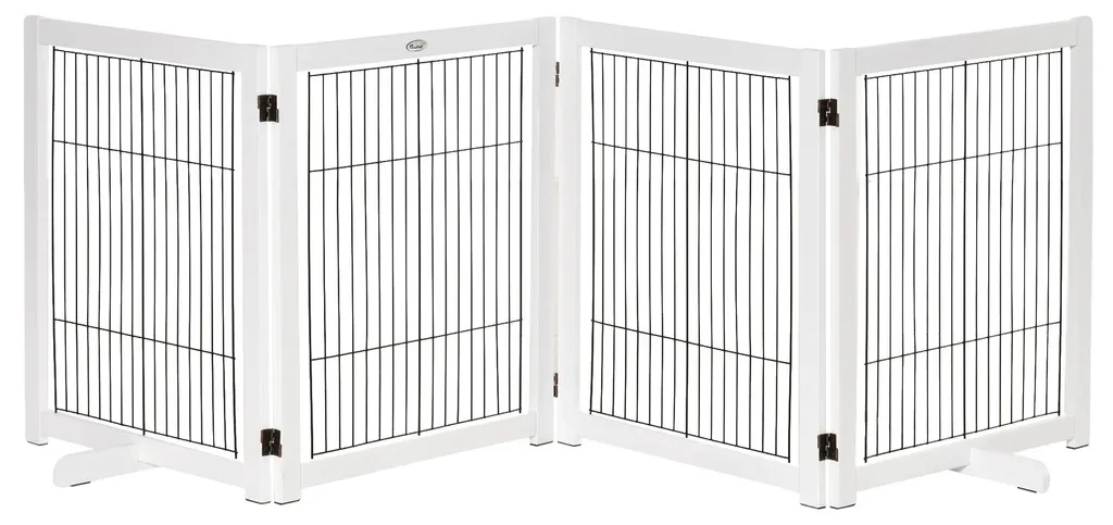 Barrière pour chien robuste et pliable - Largeur XL 264 cm - Coloris Blanc