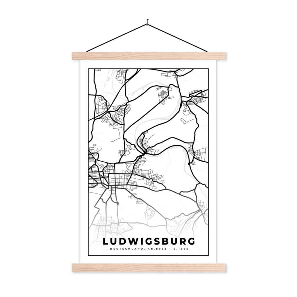 MuchoWow® Textilposter Stadtplan - Ludwigsburg - Karte Produktbild 