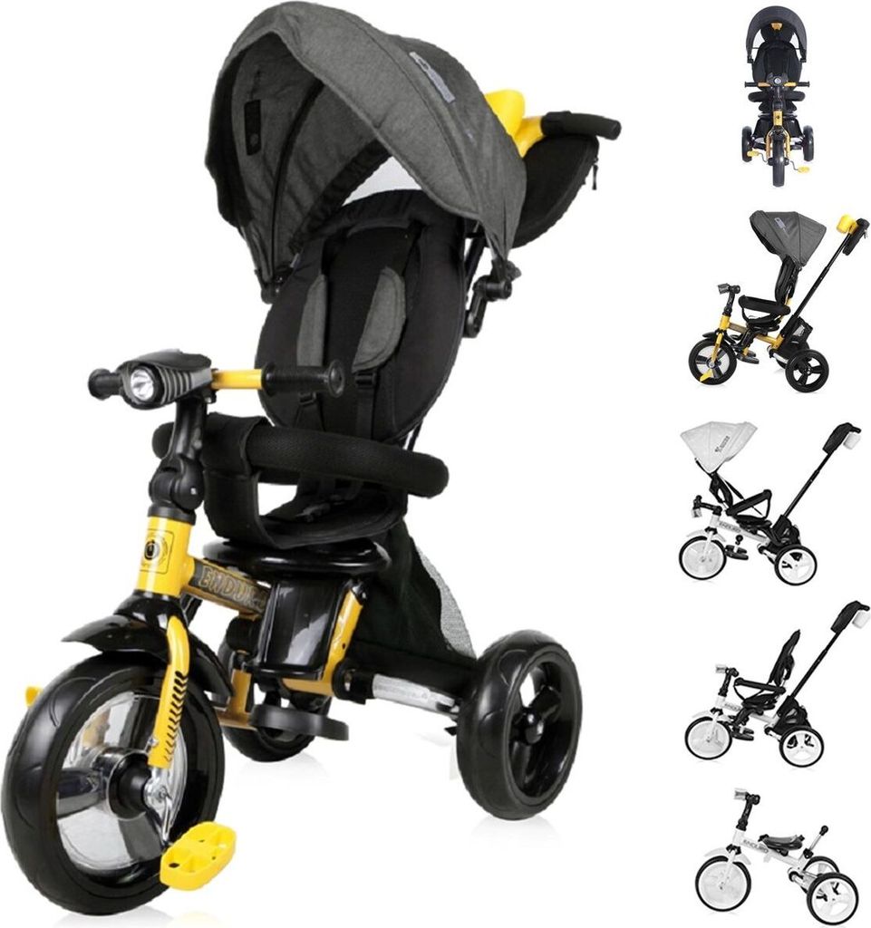 Lorelli Tricycle Enduro 4 in 1 klappbar, Sitz drehbar, verstellbar, Licht gelb