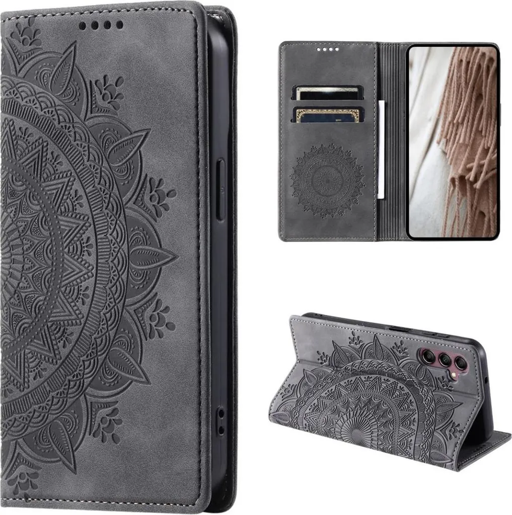 Custodia per Samsung Galaxy A05s 4G Custodia Flip Case Cover Borsa Mandala Grigio