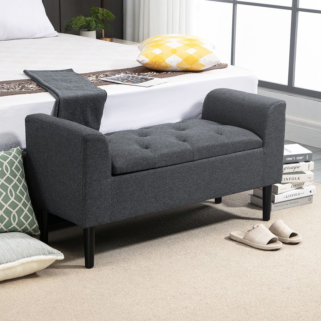 HOMCOM Panca 2 In 1 Con Contenitore – Stile Classico Chic, Seduta Imbottita, Base In Metallo Dorato, 110x44x48 Cm