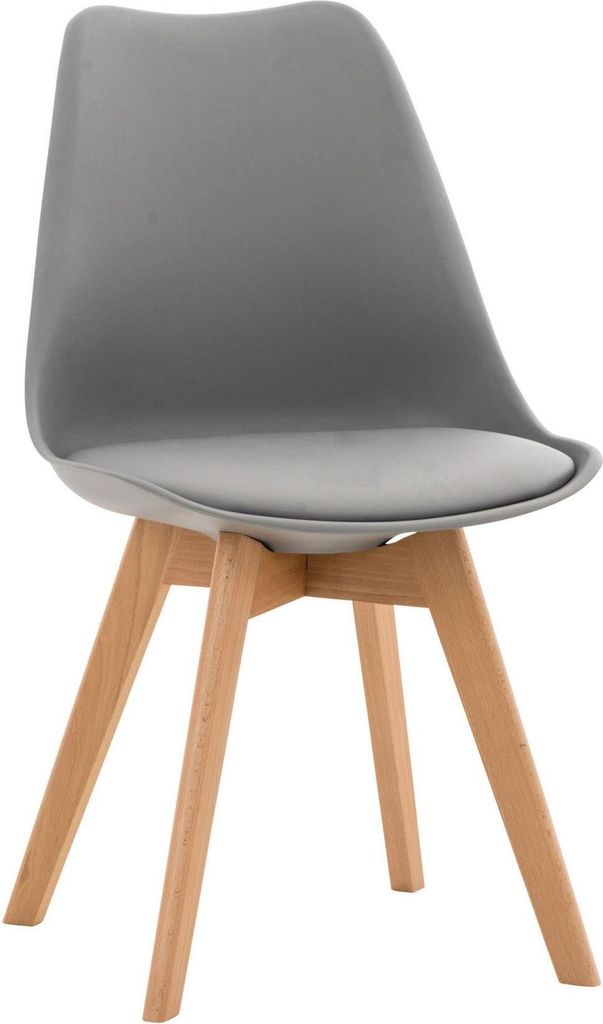 Bequemer Esszimmerstuhl – Küchenstuhl – Pflegeleichte Polsterung | Farbe: Grau | Material: Kunststoff
