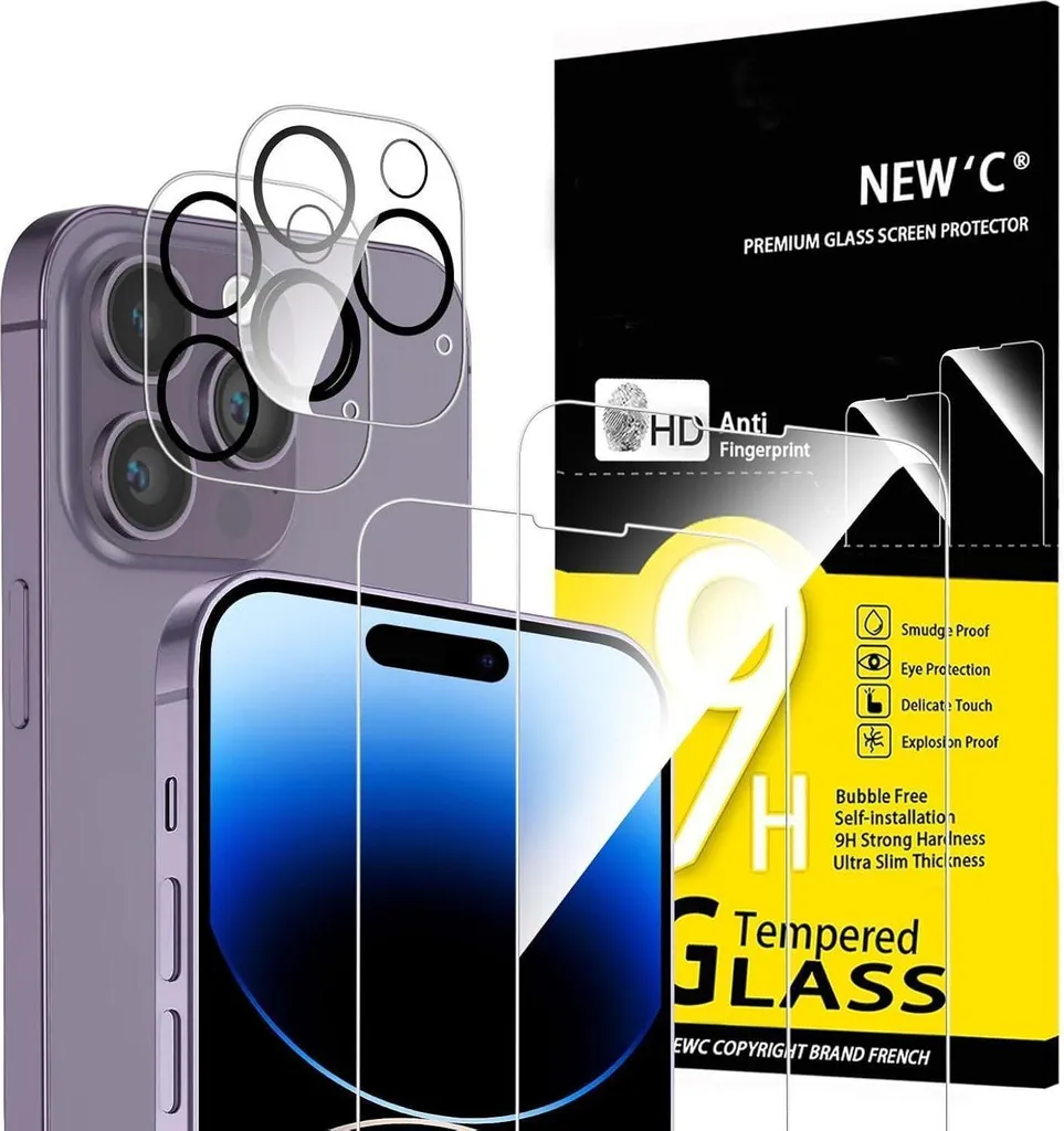 Protection écran iPhone 14 Pro Verre Trempé Blindé et Cache Objectif