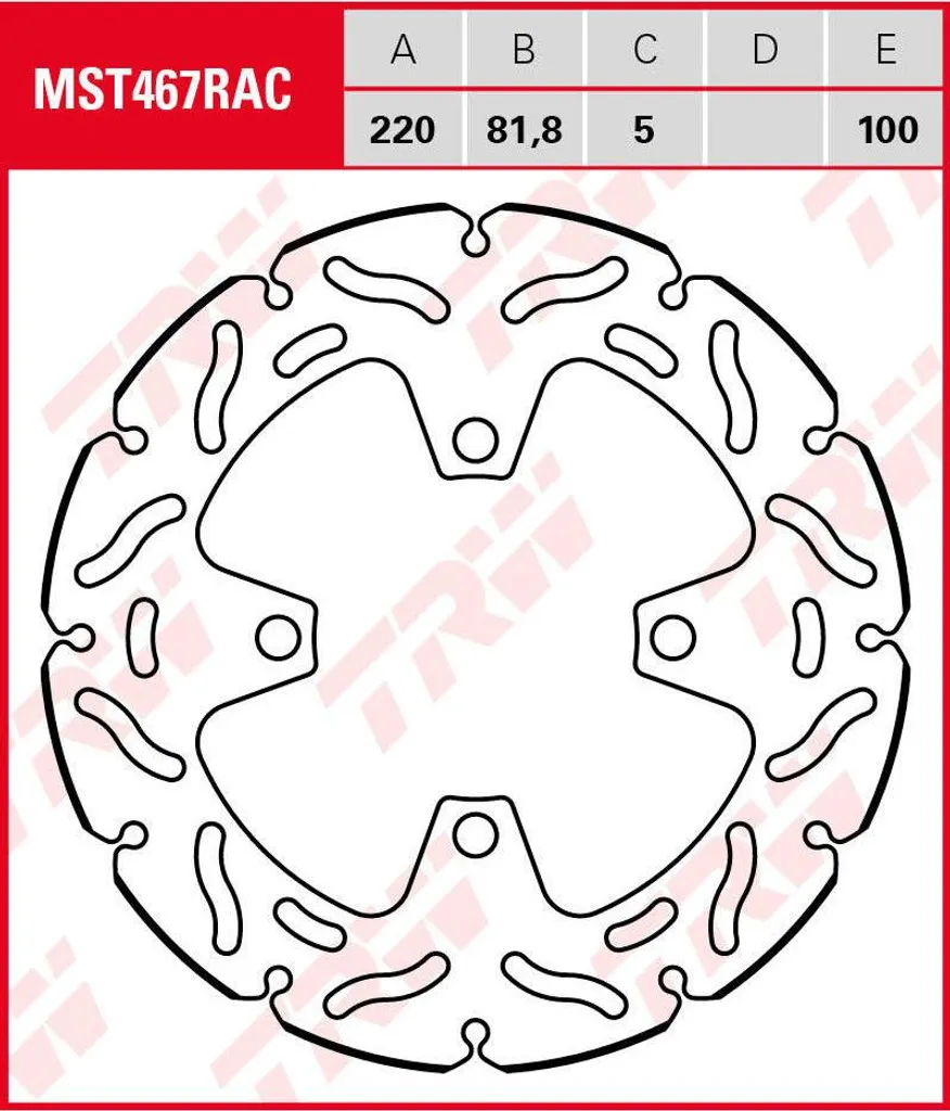 Disque de frein MST467RAC TRW RAC avec design ventilé pour sportives