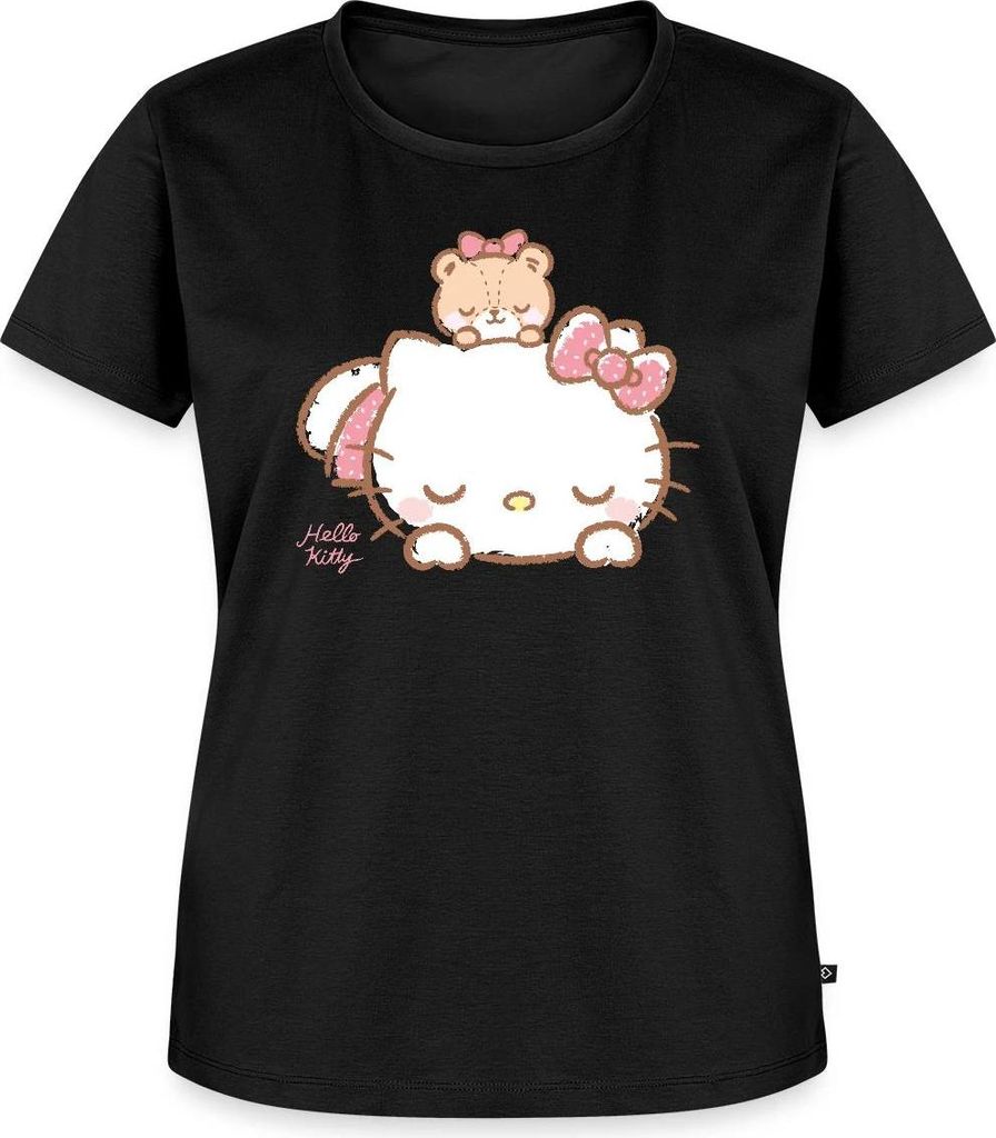 Spreadshirt Hello Kitty Mit Teddy Auf Dem Rücken Frauen Premium T-Shirt, XXL, Schwarz