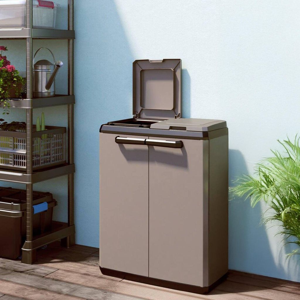 Keter Split Basic - Mobiele afvalbak voor afvalscheiding, Productafbeelding 