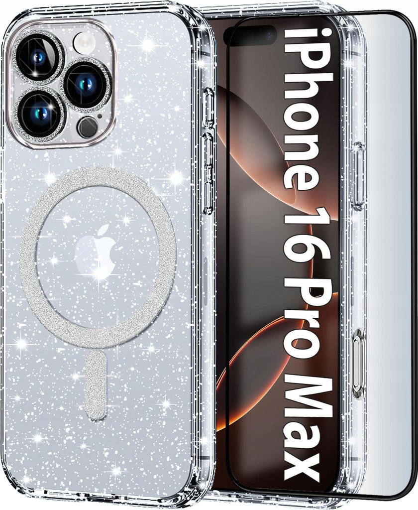 iPhone 16 Pro Max Hülle BROKATOWE für MagSafe CLEAR SHINE Displayschutzfolie