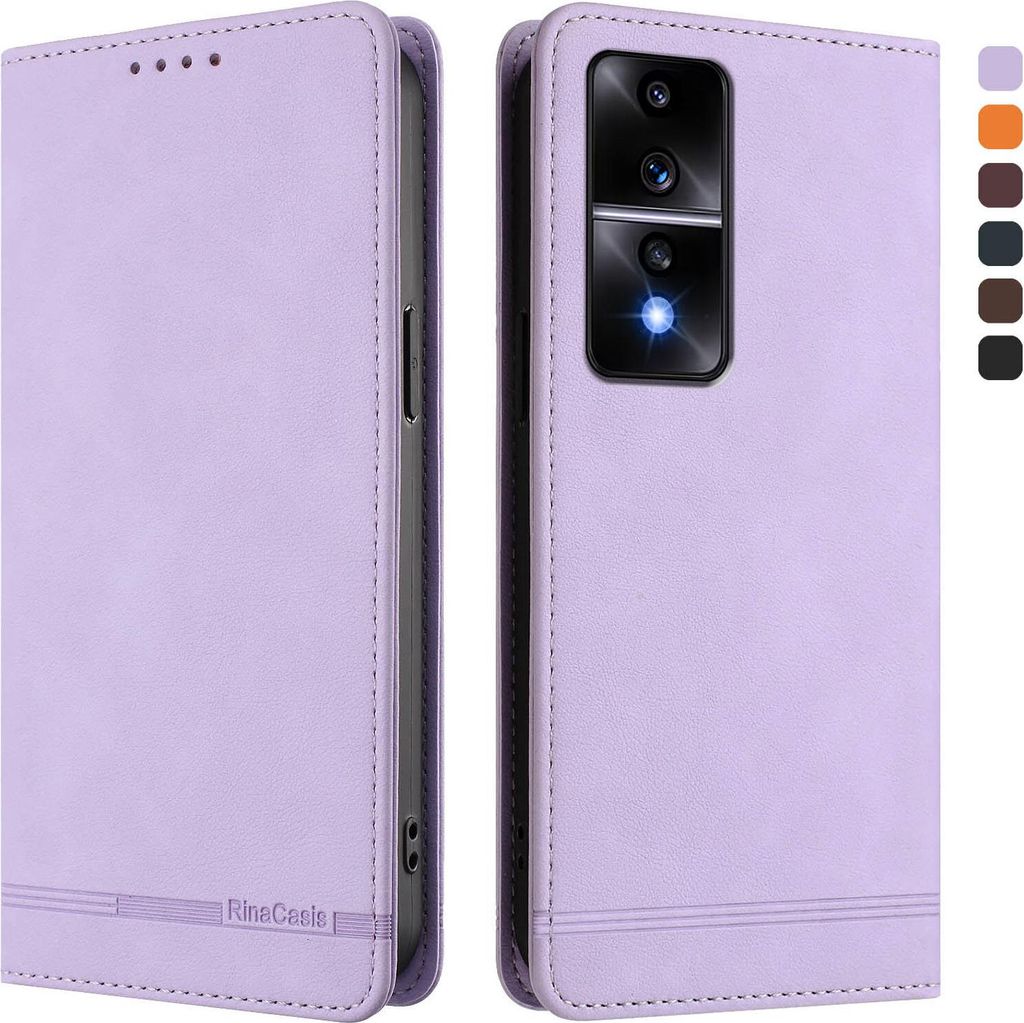 Hülle für Honor 80 GT, Retro Kunstleder Ständer Klapphülle mit Kartenfächer und Magnetische Violett