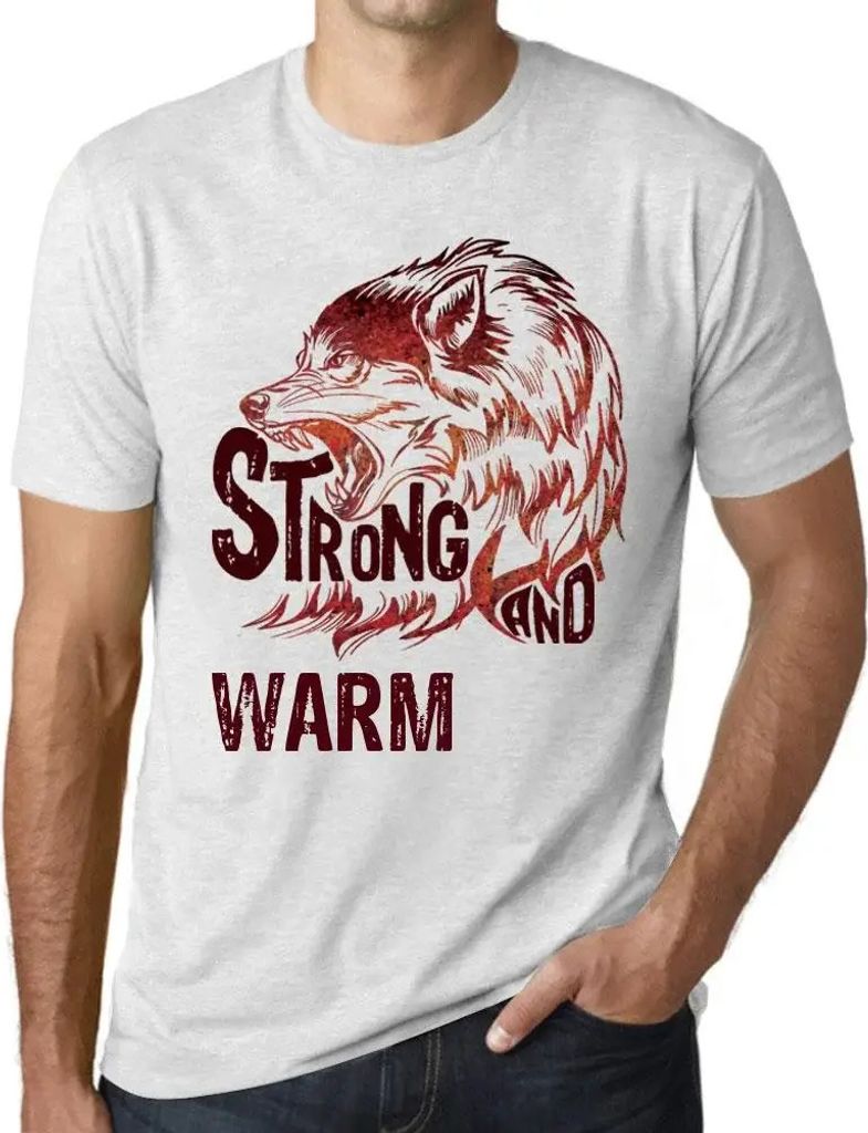 Herren Grafik T-Shirt Starker Wolf und warm – Strong Wolf And Warm – Öko-Verantwortlich Vintage Jahrgang Kurzarm Lustige Druck Geburtstag Gesc...