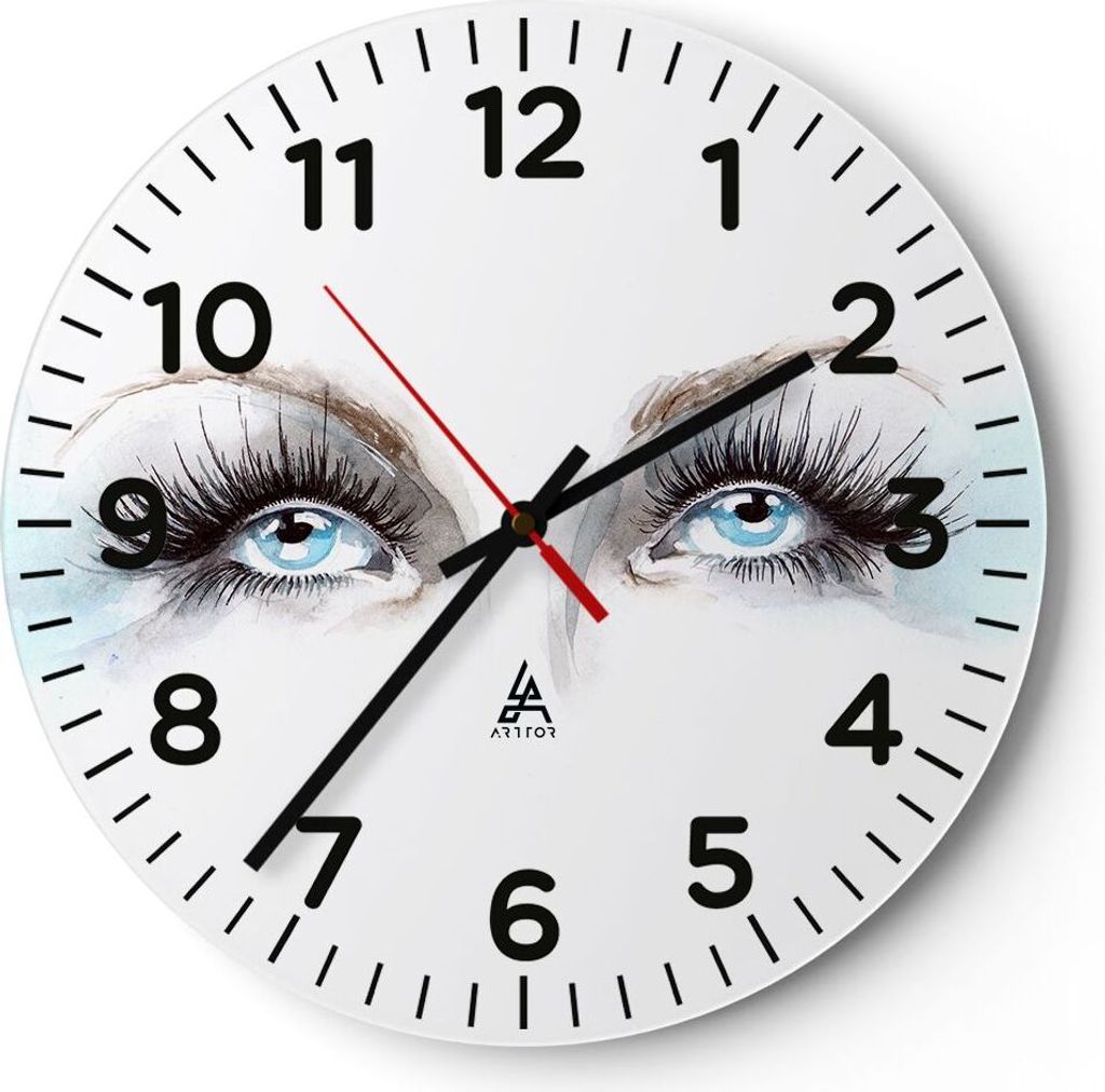 Wanduhr - Rund - Glasuhr - Mädchen Fantasie Augapfel menschliches - 40x40cm - Schleichendes Uhrwerk - Lautlos - zum Aufhängen bereit - Dekoration...