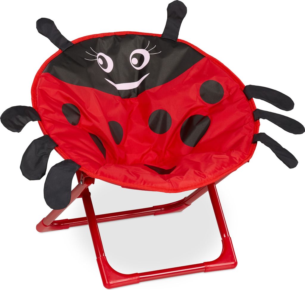 Relaxdays Moonchair per bambini, coccinella, pieghevole, A Immagine del prodotto 