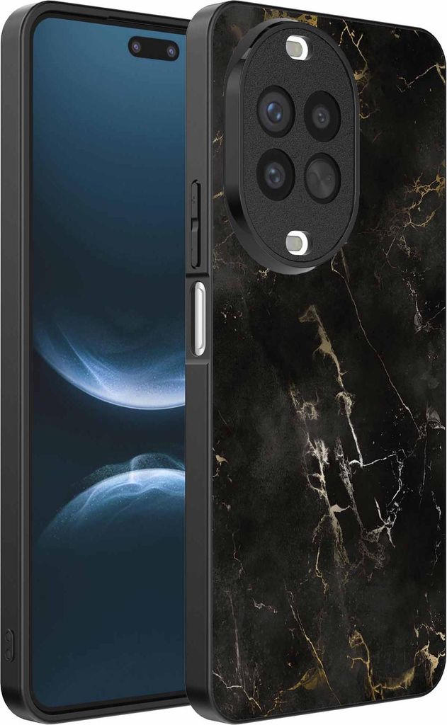 Geeignet für Huawei Nova 14 Pro Telefon Fall mit Marmor Druck - TPU zurück Abdeckung Fall schwarz Marmor Design - Schwarz - Smartphonica