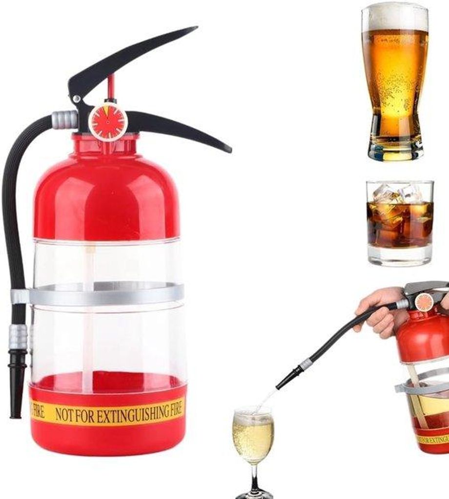 1,5 Liter Roter Plastik-Punch für Bier, Whisky und Wein - Form eines Feuerlöschers - für Bar, Haus oder Party