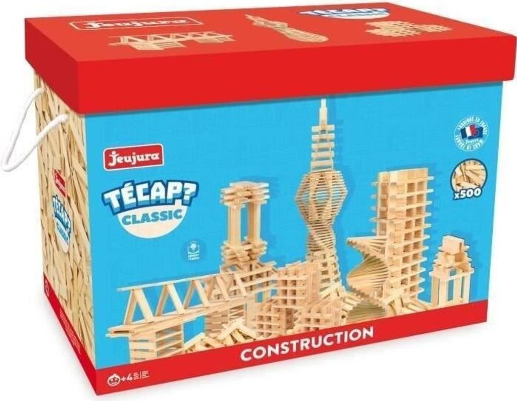 Holzbausteine, 500 Teile, JEUJURA Tecap Classic, Holzkonstruktionsspielzeug, ab 4 Jahren