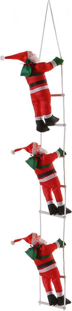 Weihnachtsmann auf Leiter, Plüsch-Hängedekoration für Weihnachtsbaum, Fenster oder Treppenhaus, festliche Weihnachtsdekoration mit Seil