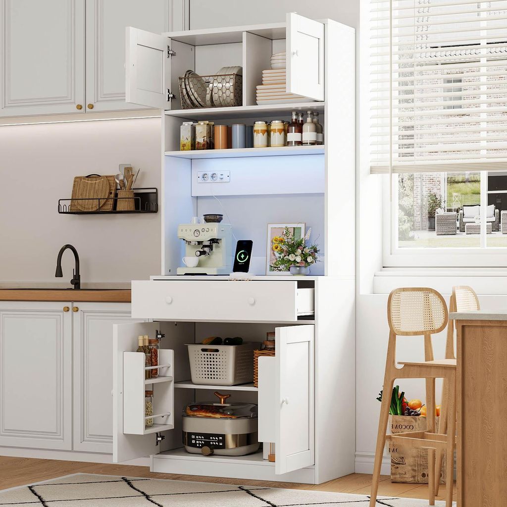 Armoire de cuisine Merax avec éclairage LED, armoire haute Image du produit 