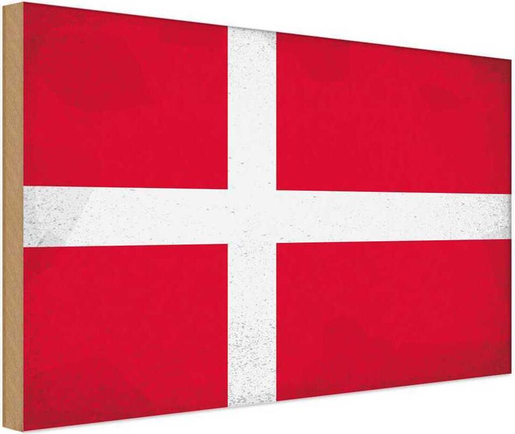 vianmo Holzschild 12x18 cm Dänemark Denmark Vintage Flagge Fahne Wappen