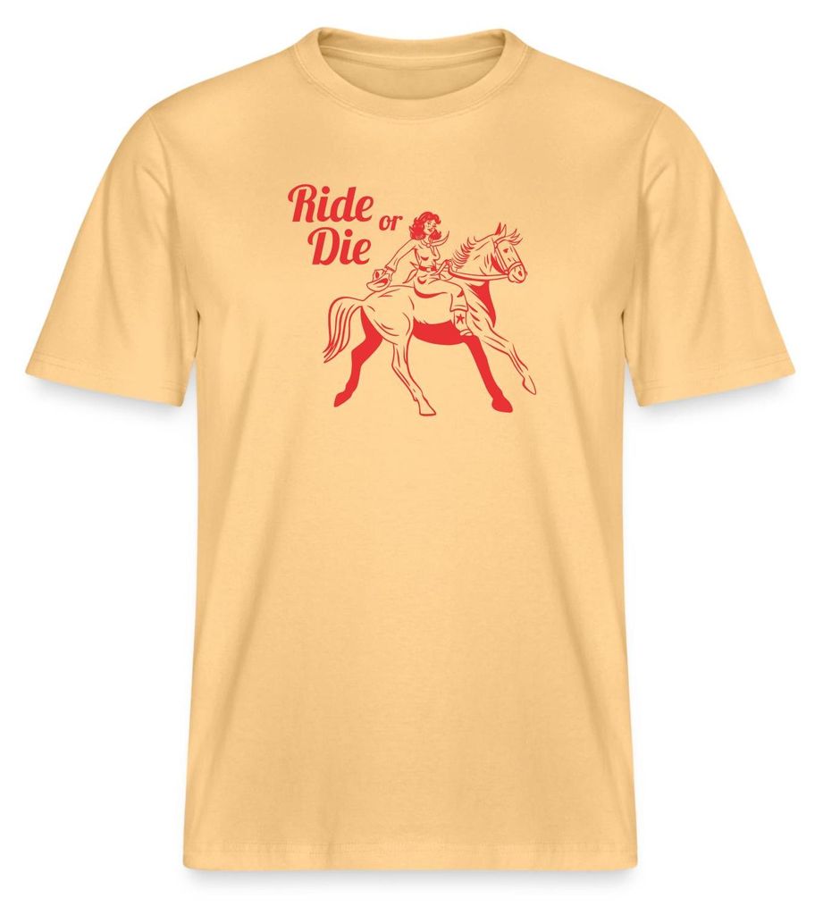 Spreadshirt Ride Or Die Best Friends Western Cowboy Relaxed Fit Uni T-Shirt, XS, Hellgelb