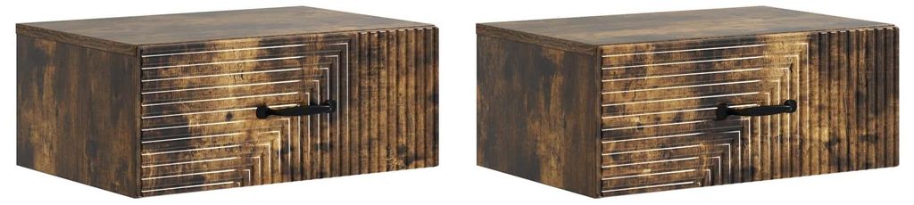 vidaXL Wandmontierter Nachttisch 2 pcs Geräucherte Eiche Holzwerkstoff