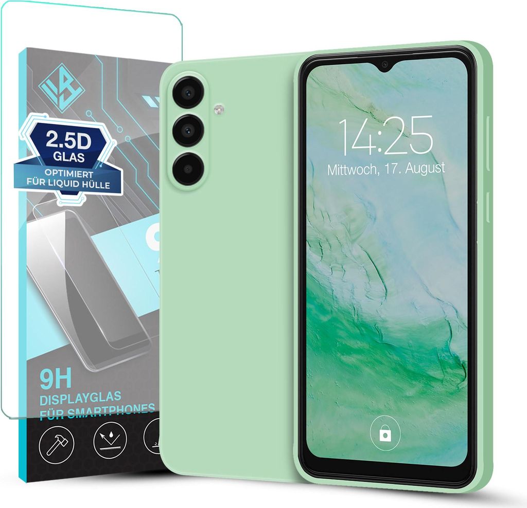 Hülle für Samsung Galaxy A57 5G mit 9H Displayglas Displayschutz Case Cover Bumper Smartphone Softgrip Schutzhülle Farbe: Türkis