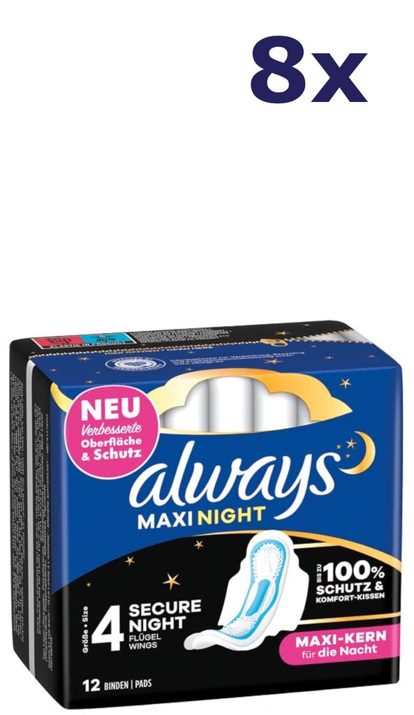 8x Always maandverband maxi night 12's Produktbild 