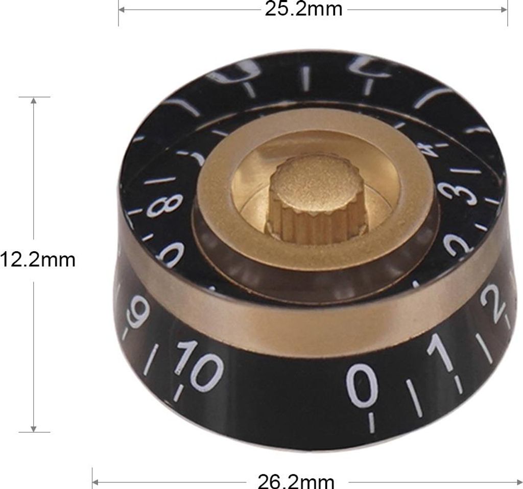 4PCS E-Gitarren-Kn?pfe Tone Volume Regler E-Gitarre Top-Hut-Kn?pfe Ersatz fr EPI (Schwarz & Gold)