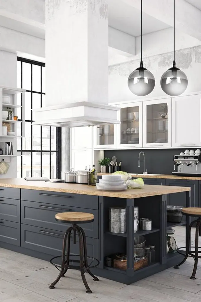Suspension de Cuisine ou Salon Noir Graphite - Éclairage Double E14 - 10