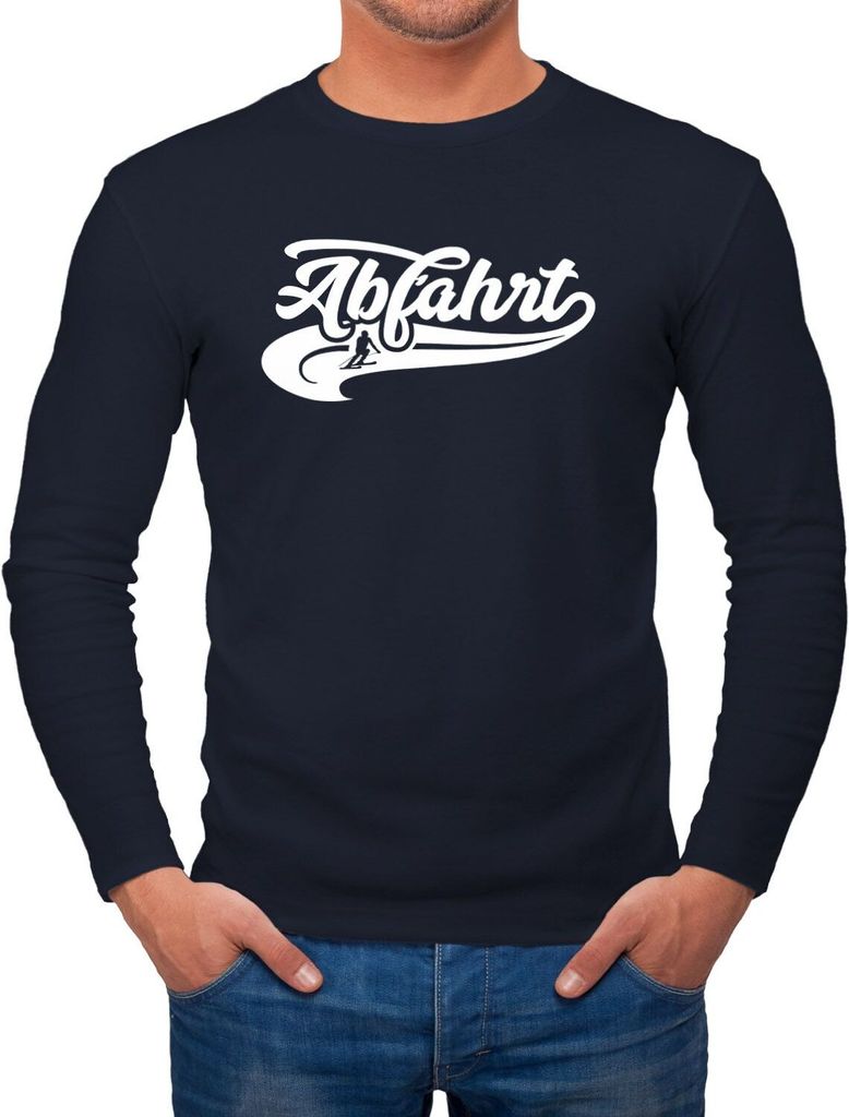 Herren Long-Sleeve Abfahrt Winter Ski Piste Sport Schnee Skifahrer Langarm-Shirt Moonworks navy M