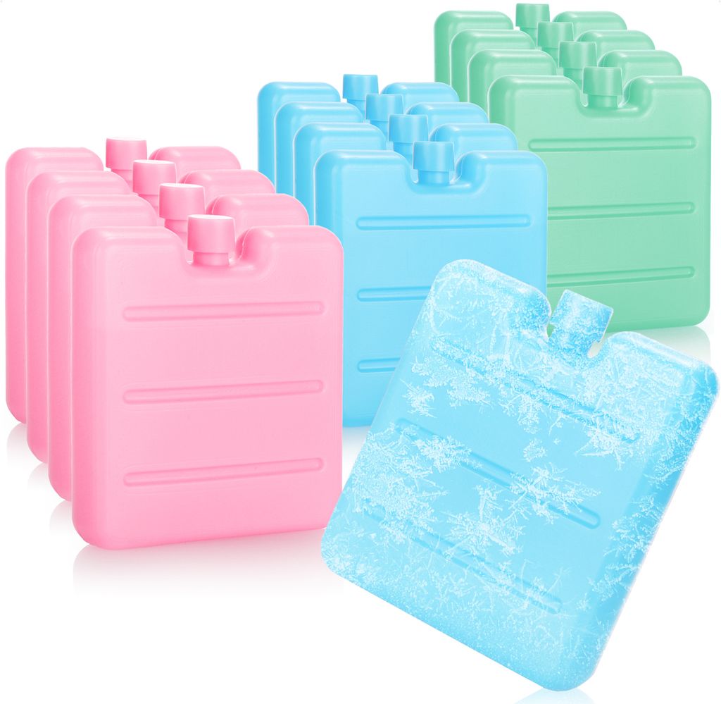 com-four 12x Mini-Kühlakku - platzsparend und ideal für Kühlbox und Kühltasche - bunte kleine Eis-Akkus - Kühlelemente in tollen Farben