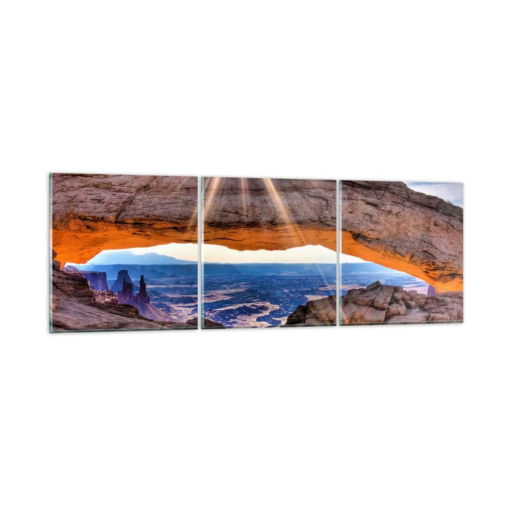 Bilder auf glas - Felsen Ansicht Landschaft - 90x30cm - Glasbilder - Wandbilder - Kunstdruck - zum Aufhängen bereit - Wanddekoration aus Glas - Gl...