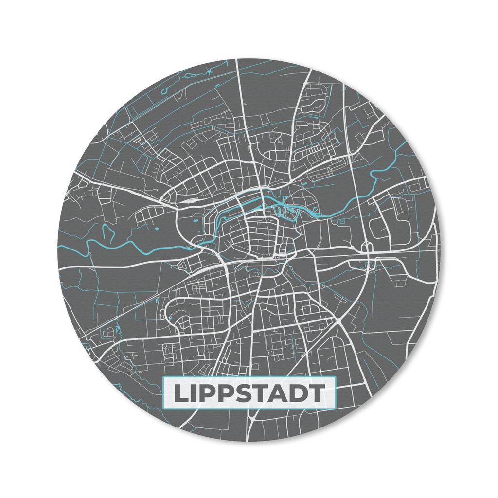 MuchoWow Mauspad Mousepad Deutschland - Blau - Lippstadt - Stadtplan - Karte 30x30 cm - Mousepads - Maus Mat - Pad - Mausunterlage - Tischunterla...