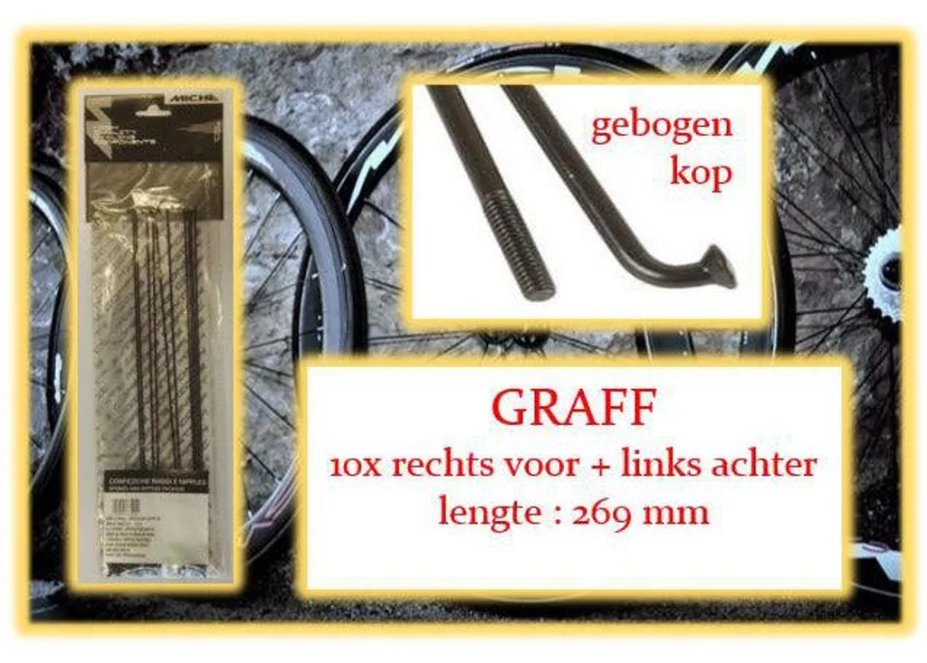 Rayon Miche Spaak 10x RV Inox et Écrou La Graff pour Tension Stable