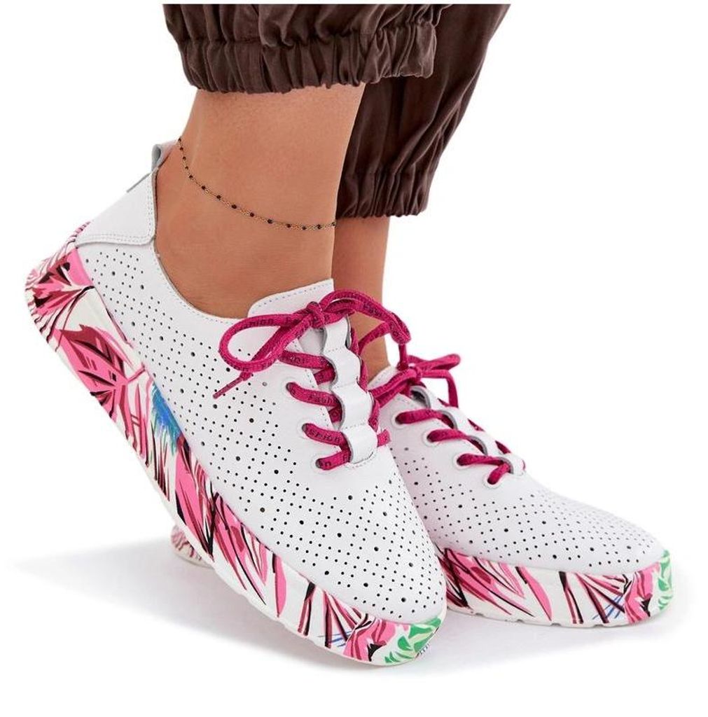 Leder Damenhalbschuhe mit Musterplattform Fuchsia Femela 40 Produktbild 